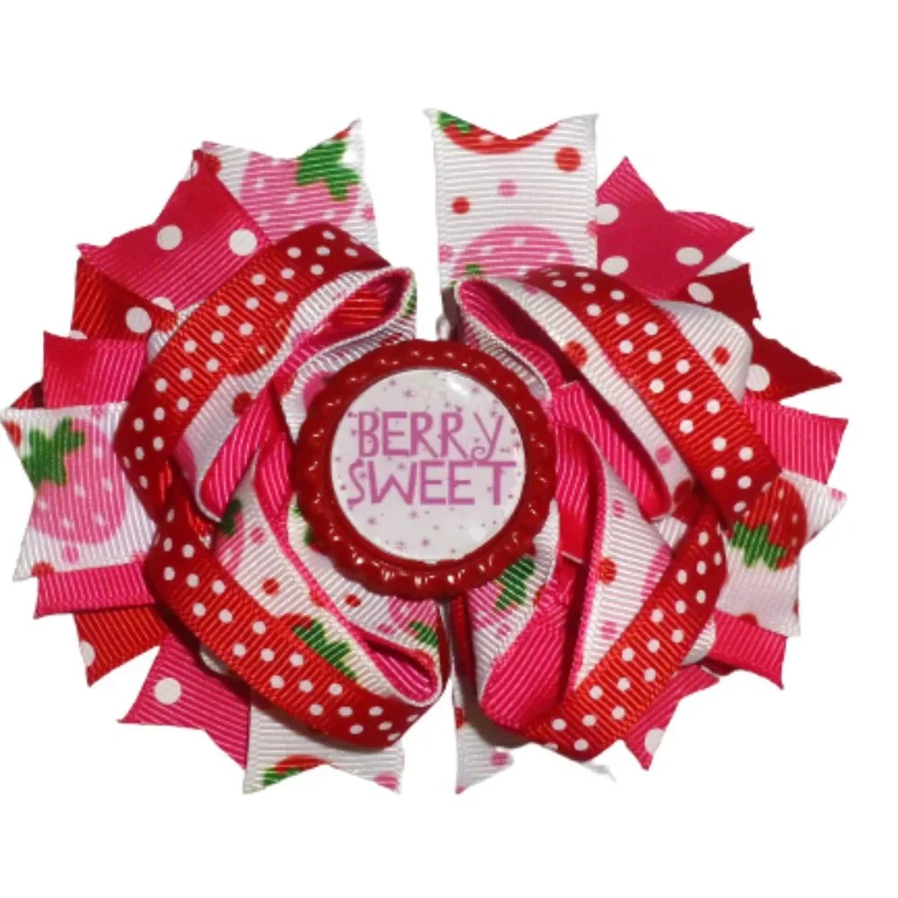 Strawberry Girls 5-Inch Hair Bow Clip Berry Sweet